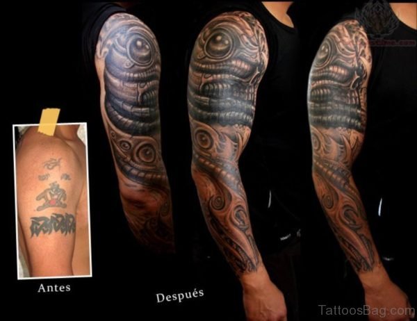 Mechanical Tattoo On Men Right Arm