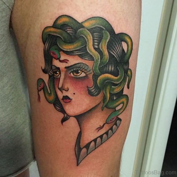 Medusa Tattoo On Left Bicep