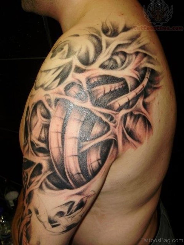 Men Floral Tattoo Shoulder