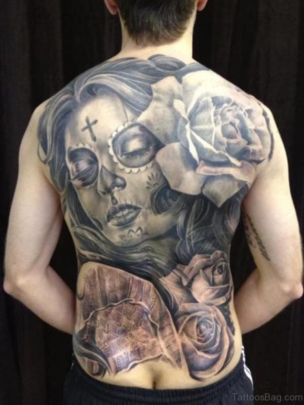Mexican Skull Tattoo On Back
