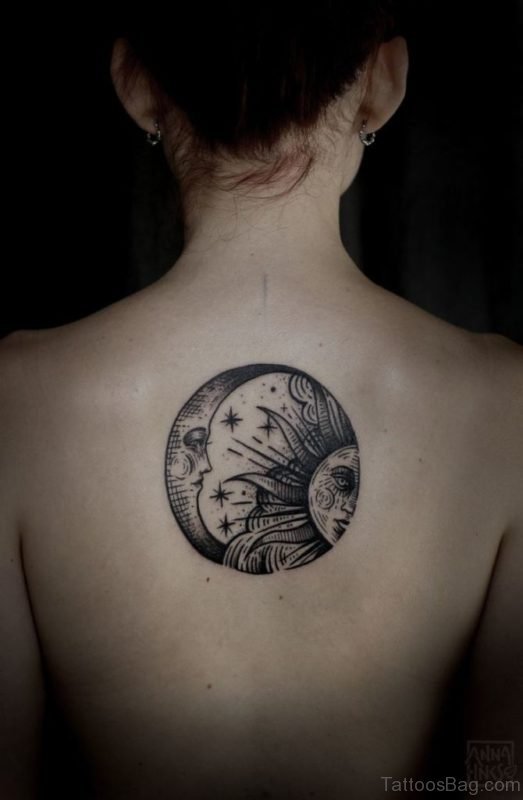 Moon And Sun Tattoo On Back