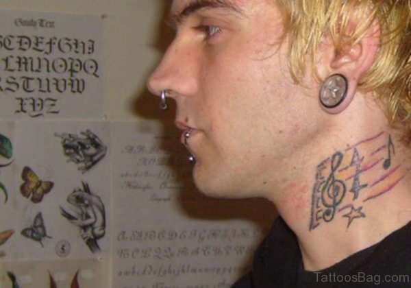Music Note Tattoo On Neck