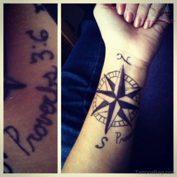 Nautical Compass Tattoo On Wrist
