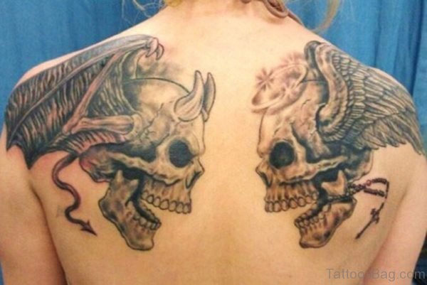 Nice Back Skull Tattoo