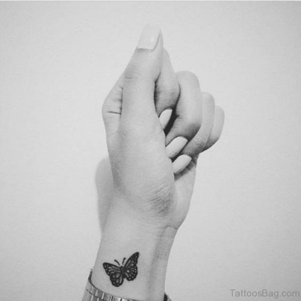 Nice Black And White Butterfly Tattoo