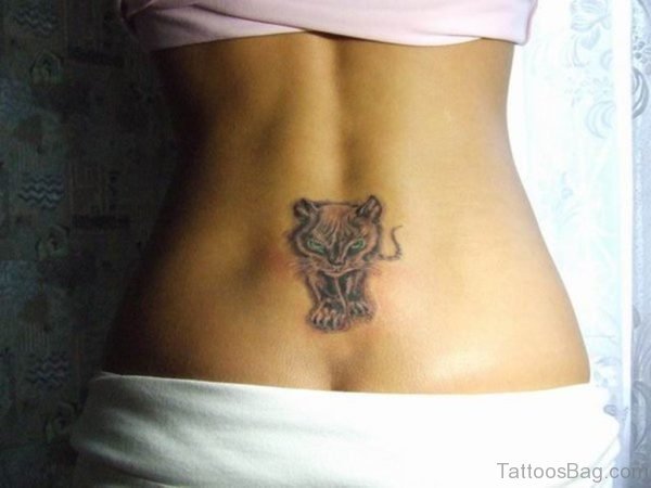 Nice Cat Tattoo On Lower Back