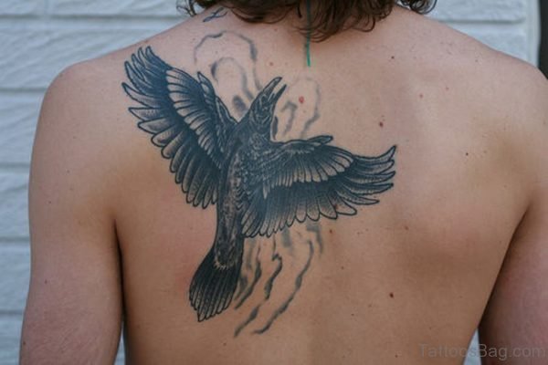 Nice Crow Tattoo On Back