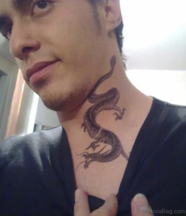 Nice Dragon Tattoo On Neck