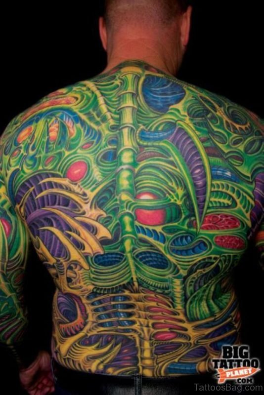 Nice Green Biomechanical Tattoo