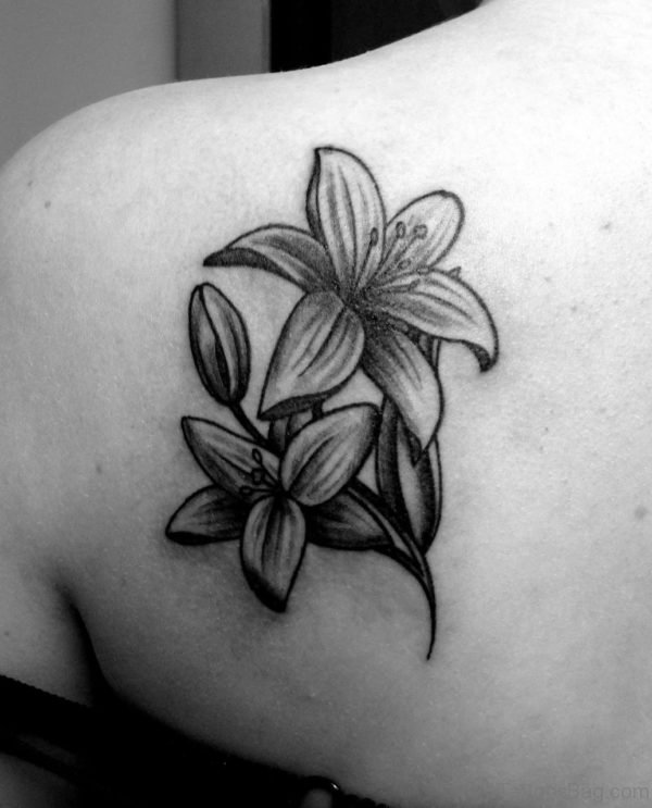 Nice Lily Tattoo On Back