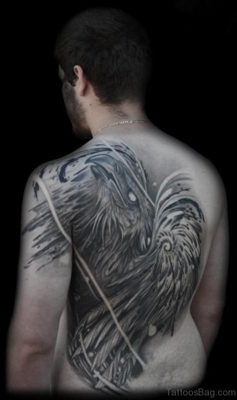 Nice Phoenix Tattoo On Back