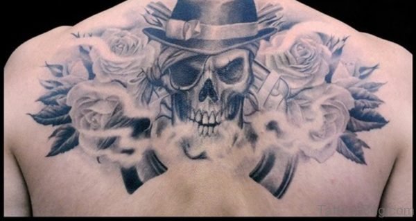 Nice Skull And Rose Tattoo