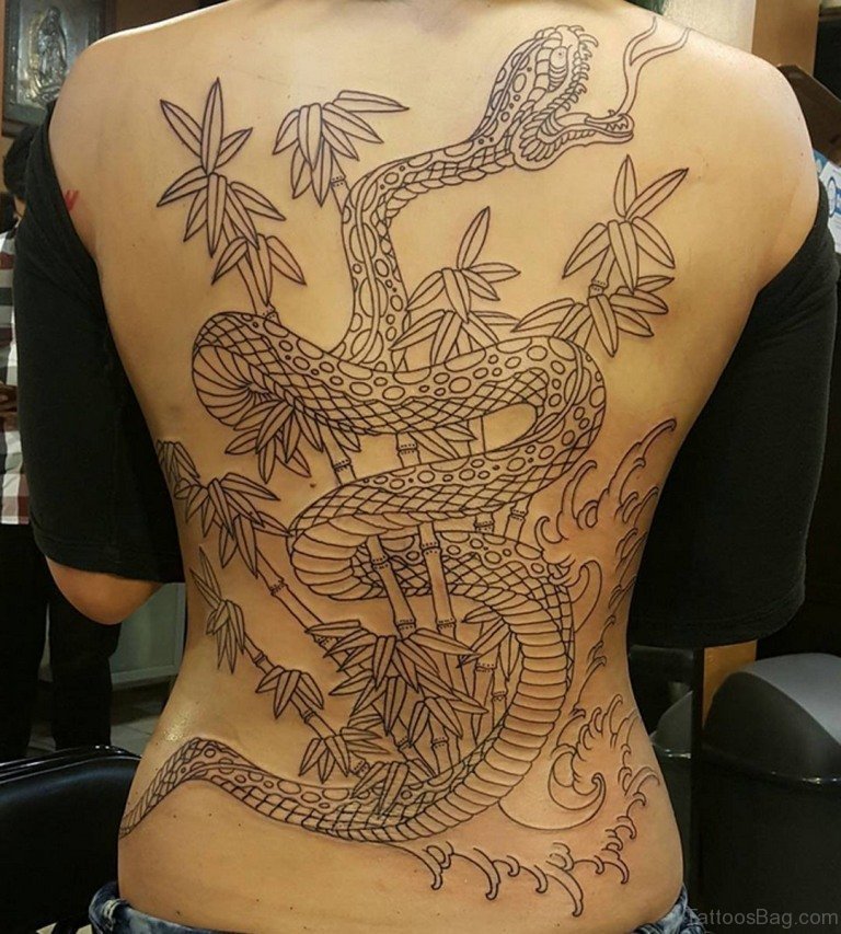 Nice Snake Tattoo On Full Back