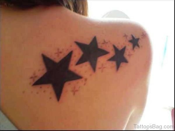 Nice Stars Tattoo On Back