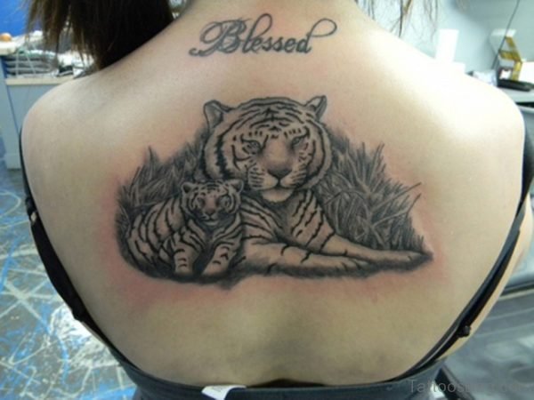 Nice Tiger Tattoo On Back