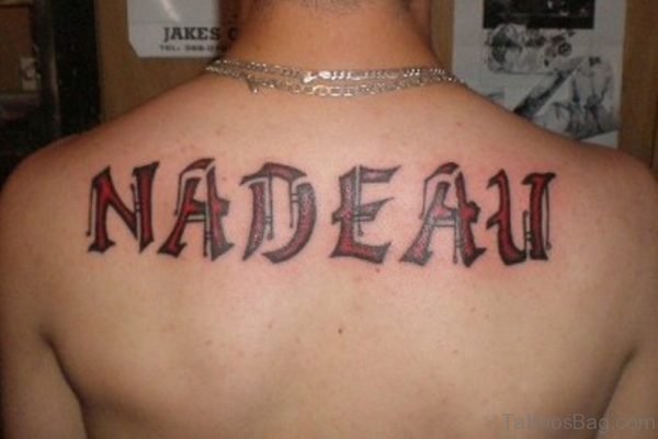 Good Looking Old English Lettering Black And Red Tattoo