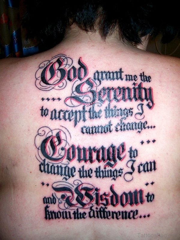 Old English Tattoo On Whole Back