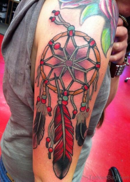 Orange Dream Catcher Tattoo