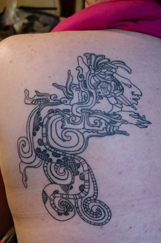 Outline Aztec Tattoo On Back