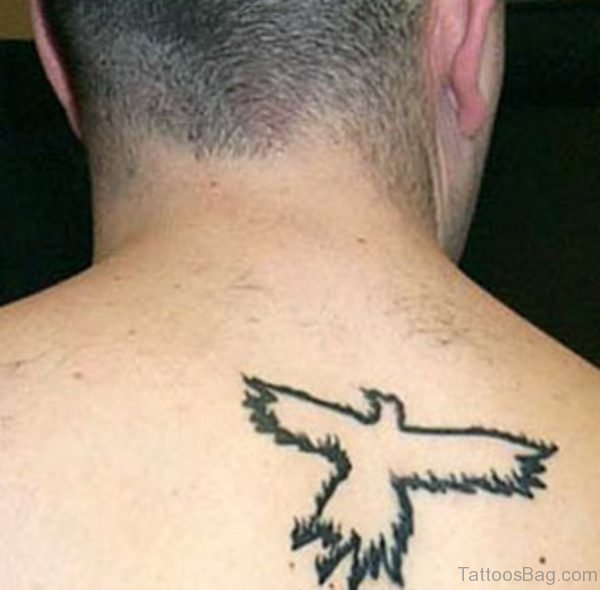 Outline Open Wings Crow Tattoo