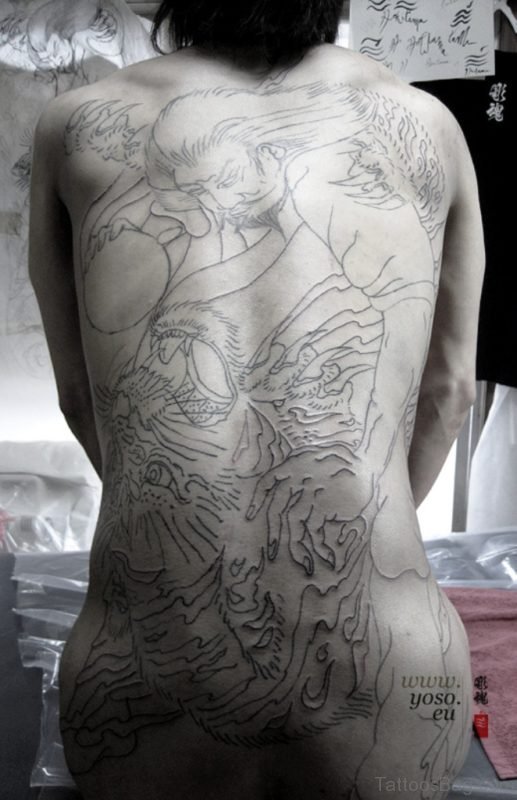 Outline Tiger Tattoo Design 