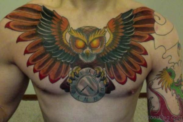 Owl And Clock Tattoo