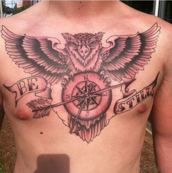 Owl And Compass Tattoo