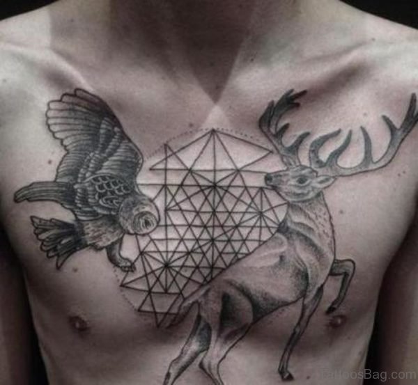Owl And Deer Tattoo
