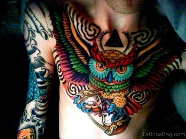 Owl Chest Tattoo