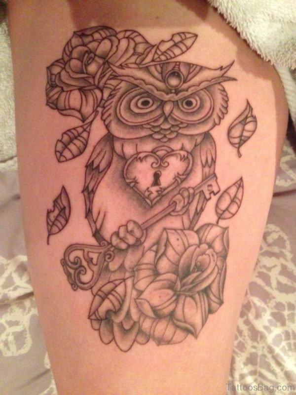 Owl Tattoo Design On Thigh