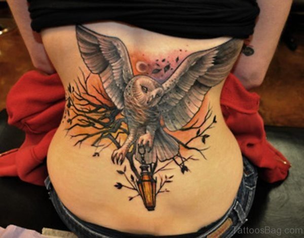 Owl Tattoo On Lower Back
