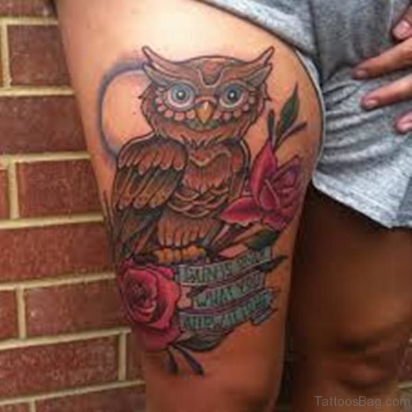 Owl Tattoo On Thigh