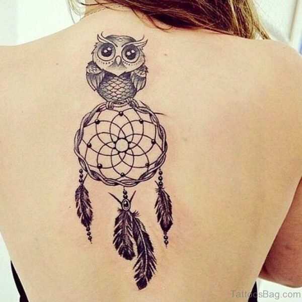 Owl With Dreamcatcher Tattoo
