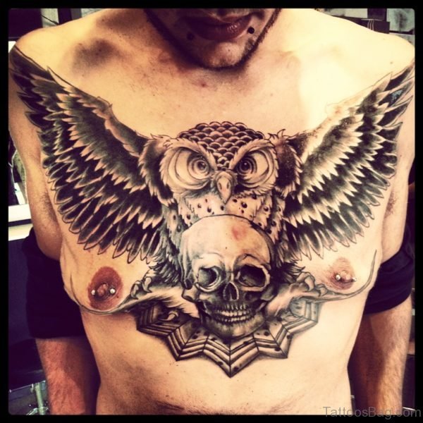 Owl and All Seeing Eye Chest Tattoo