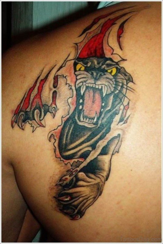 Panther Under Skin Rip Tattoo