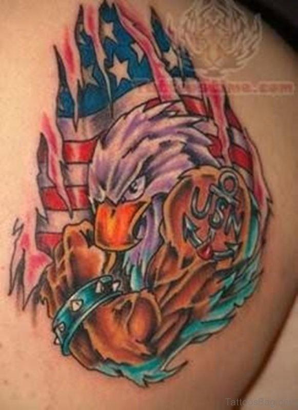 Patriotic Eagle Tattoo Design