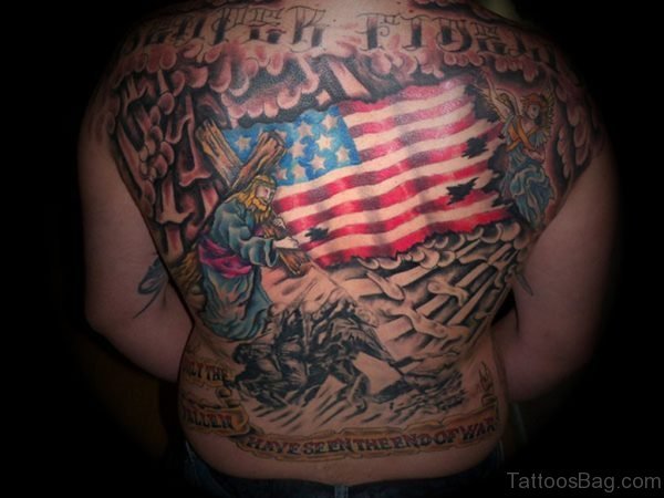 Patriotic Tattoo On Whole Back