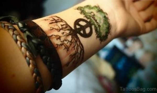 Peace Tree Tattoo On Wrist