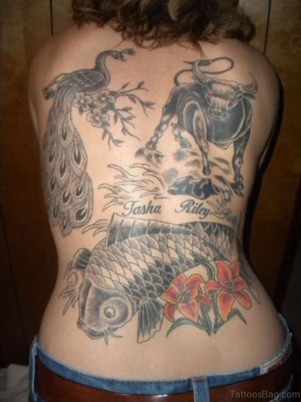 Peacock Tattoo On Back