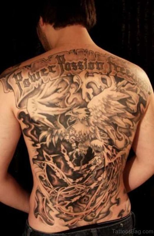 Phoenix And Wording Tattoo