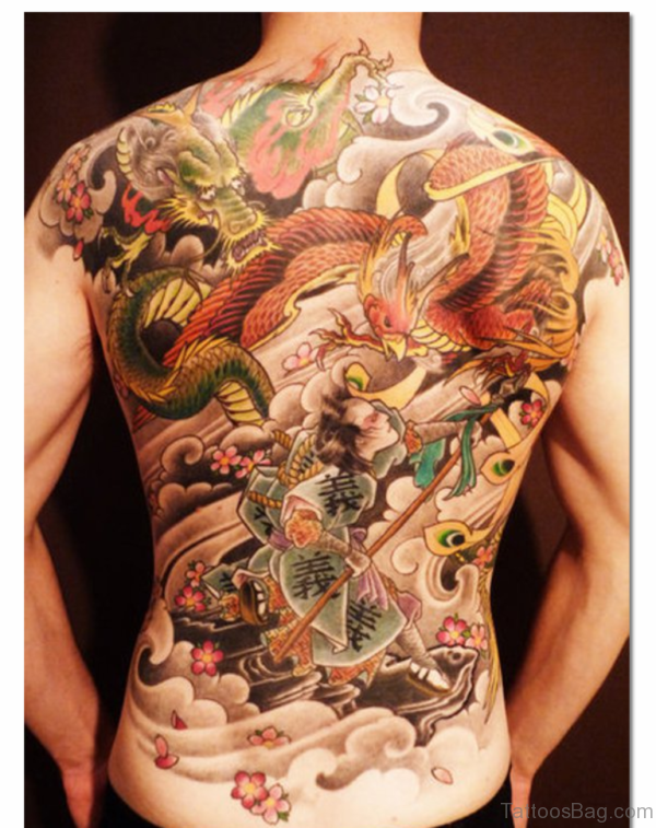 Phoenix Bird Tattoo On Back