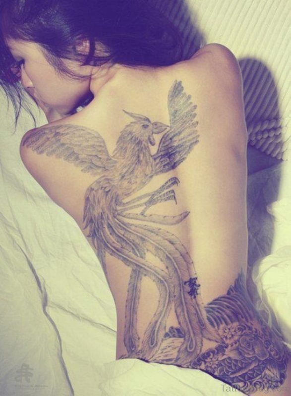 Phoenix Birds Tattoo On Back