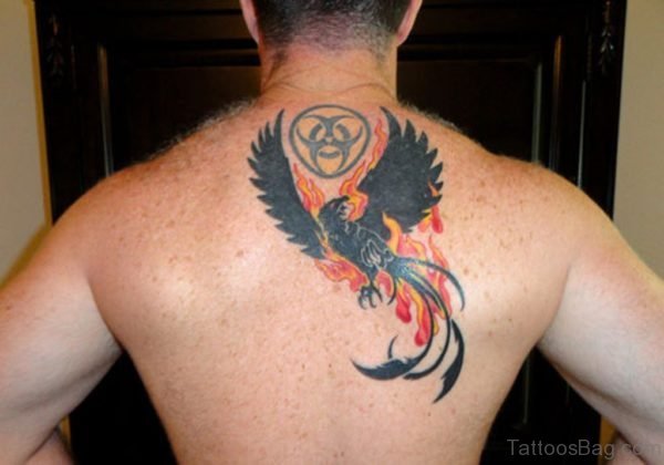 Phoenix Tattoo On Upper Back