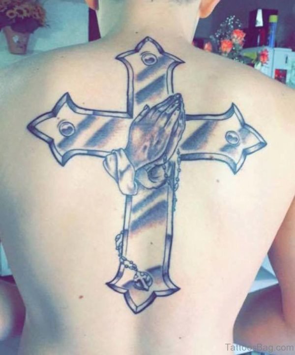 Praying Hands And Cross Tattoo