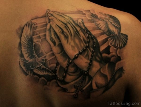 Praying Hands And Dove Tattoo