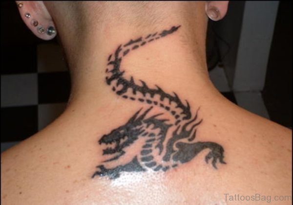 Pretty Dragon Neck Tattoo