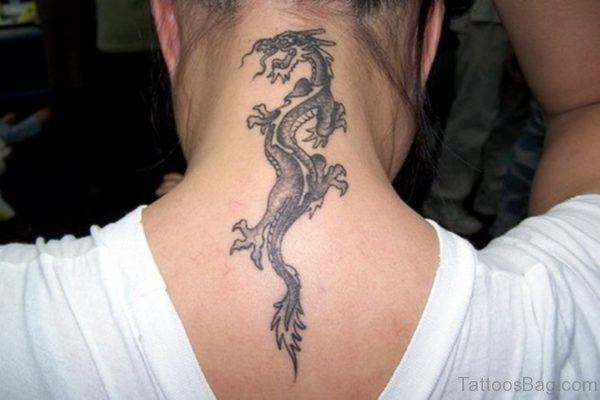 Pretty Draogn Neck Tattoo