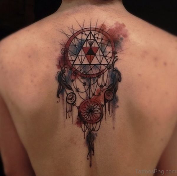 Pretty Dreamcatcher Tattoo On Back