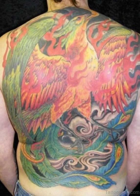 Pretty Phoenix Tattoo On Full Back