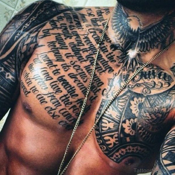 Quote Men Chest Tattoo